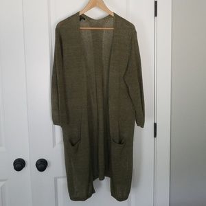 100% linen long cardigan